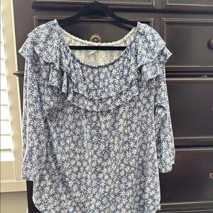 JJill Floral Blue Women's Top XL
